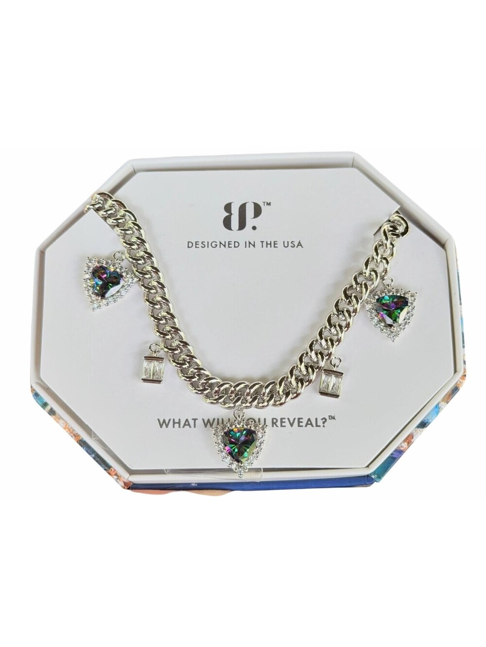 Bomb Party June Charm Necklace "Edgy Chic" NK43479 Alexandrite on Rhodium